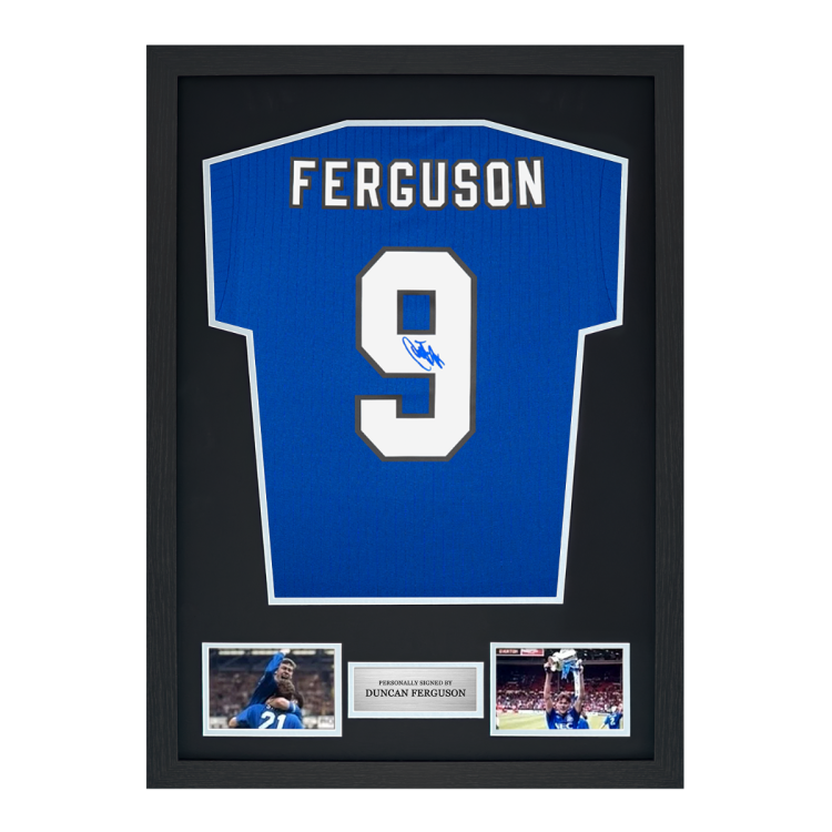 Framed Duncan Ferguson Signed Everton Shirt: 1995 FA Cup Final Number 9