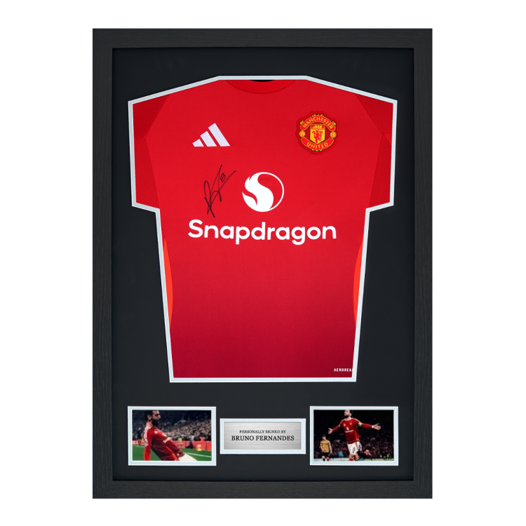 Framed Bruno Fernandes Signed Manchester United Shirt: 2024-25
