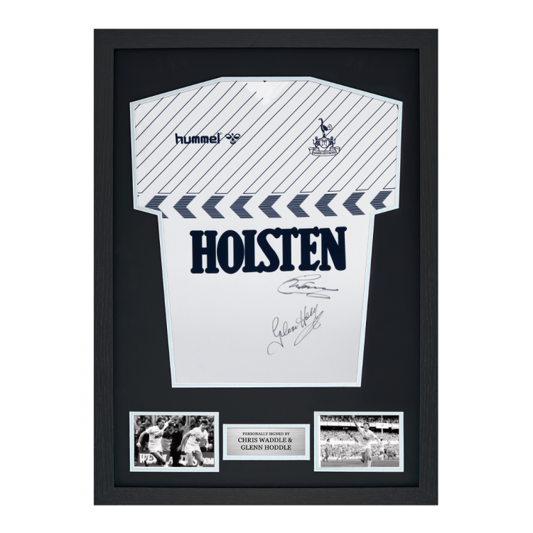 Framed Chris Waddle & Glenn Hoddle Signed Tottenham Hotspur Shirt: 1986