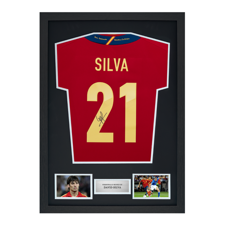 Framed David Silva Signed Spain Shirt: Euro 2012, Number 21
