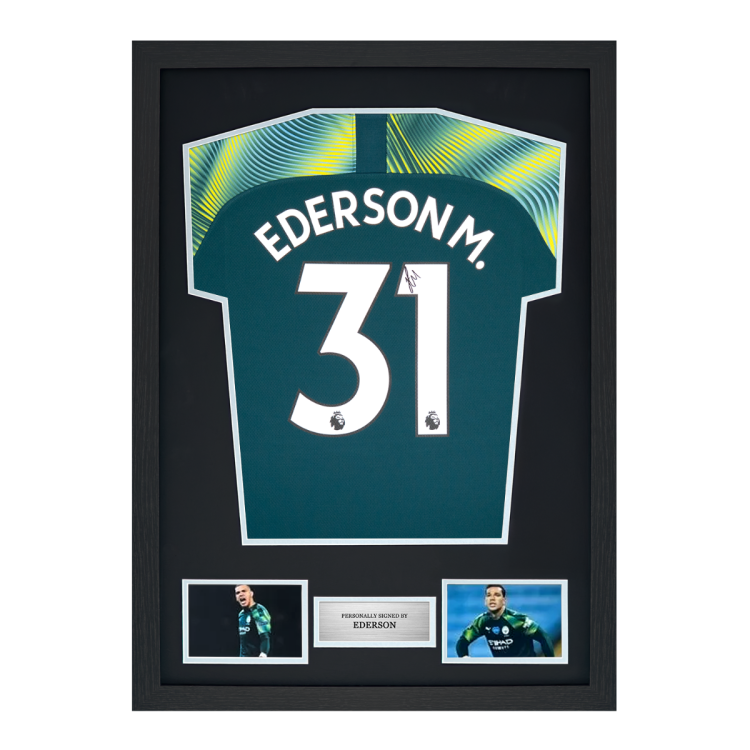Framed Ederson Signed Manchester City Shirt: 2019-20, Number 31