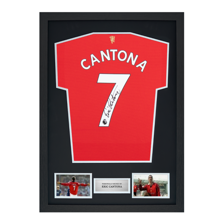 Framed Eric Cantona Signed Manchester United Shirt: 2021-22