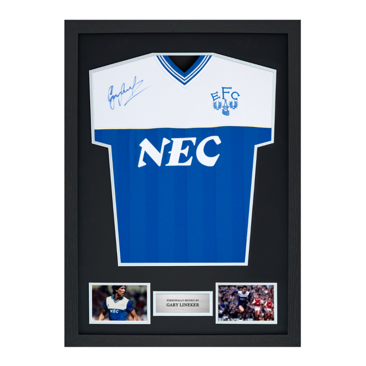 Framed Gary Lineker Signed Everton Shirt: 1985-86