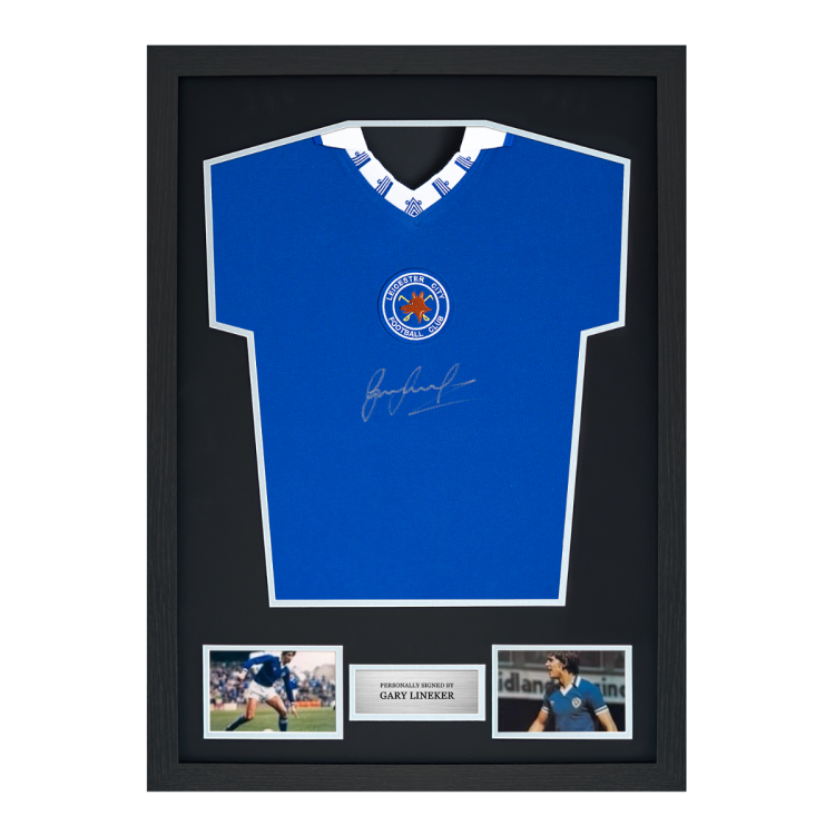 Framed Gary Lineker Signed Leicester City FC Shirt: 1976-78
