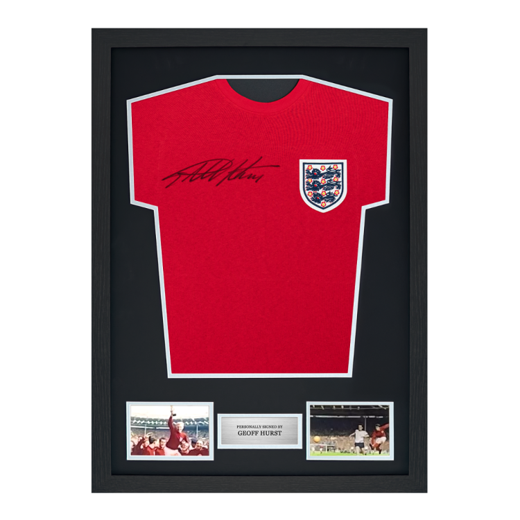 Framed Geoff Hurst Signed England Shirt: 1966, Away