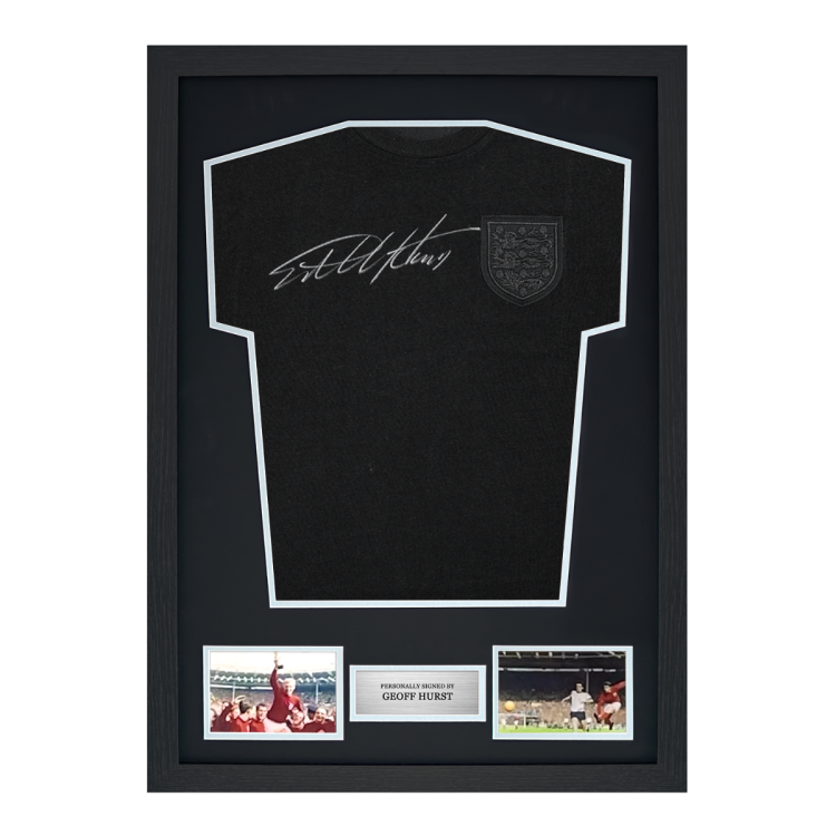 Framed Geoff Hurst Signed England Shirt: 1966 Blackout Special Edition