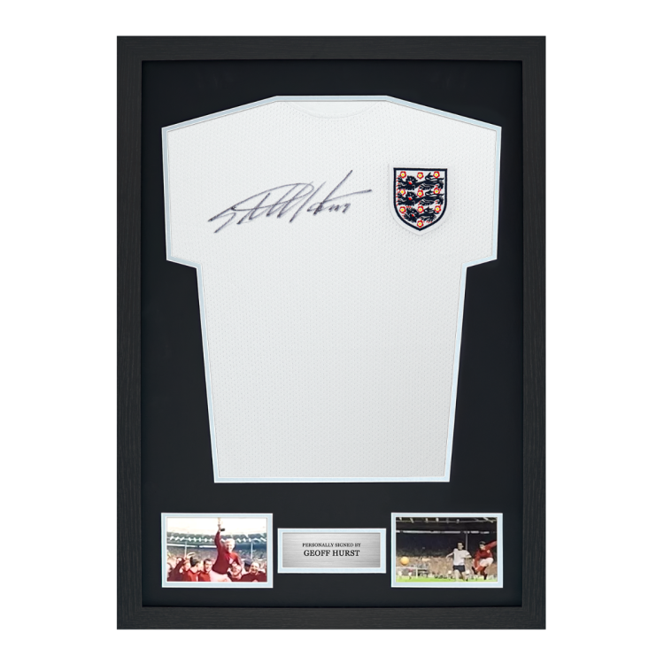 Framed Geoff Hurst Signed England Shirt: 1970, Home