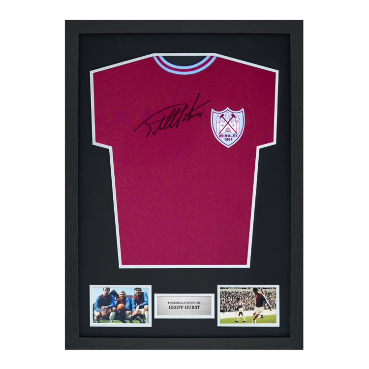 Framed Geoff Hurst Signed West Ham Shirt: 1964