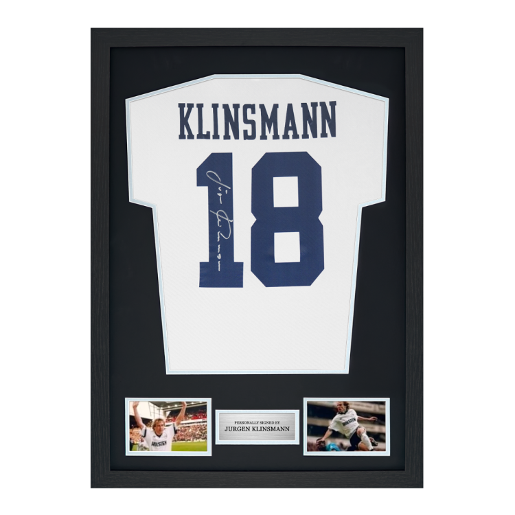 Framed Jurgen Klinsmann Signed Tottenham Hotspur Shirt: 1994-95, Number 18