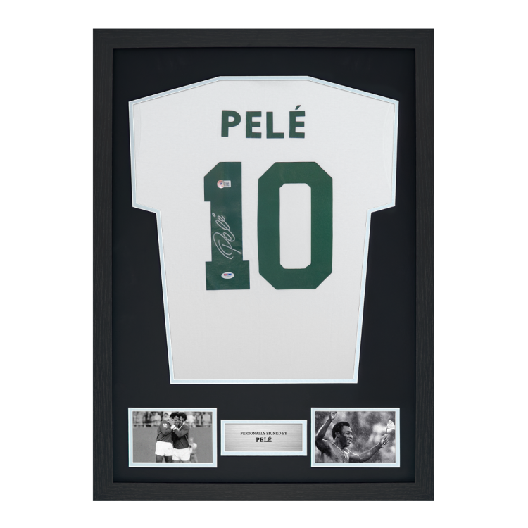 Framed Pele Signed New York Cosmos T-Shirt: Number 10