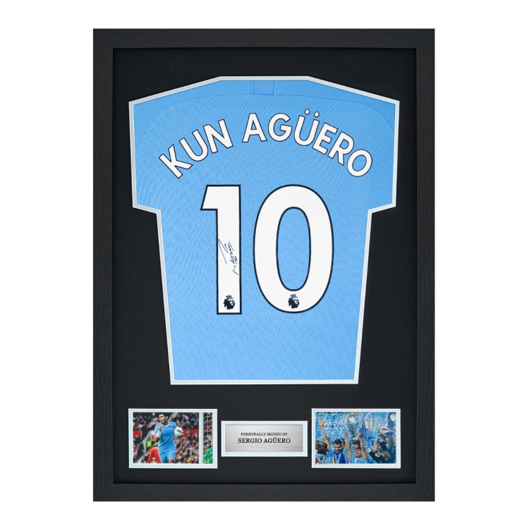 Framed Sergio Aguero Signed Manchester City Shirt: 2019-20, Number 10