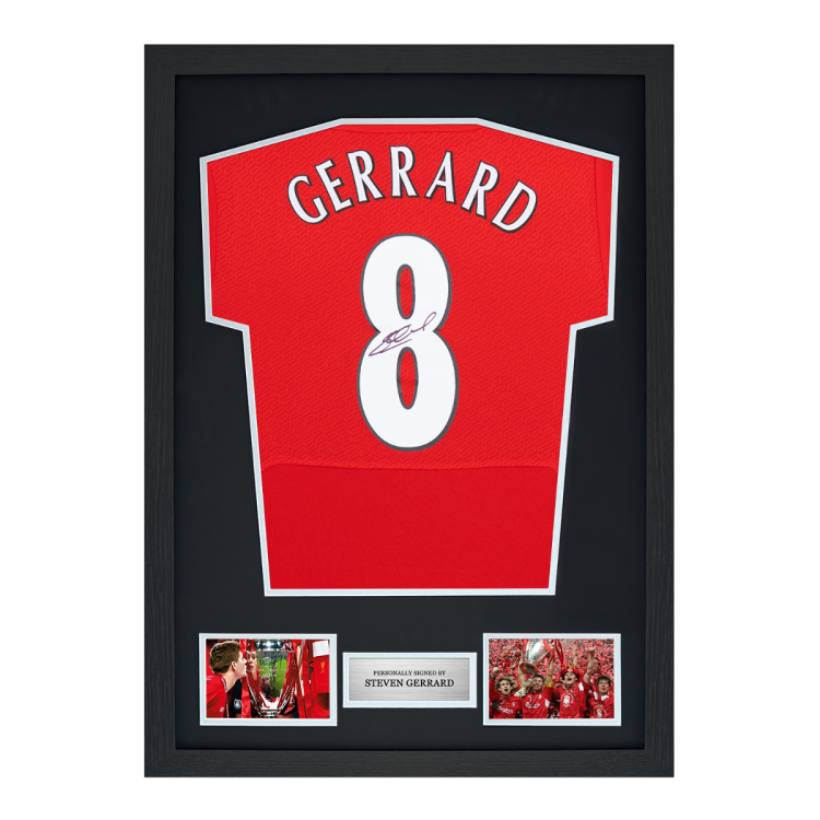 Framed Steven Gerrard Signed Liverpool Shirt: 2005 Istanbul Champions League Final, Number 8