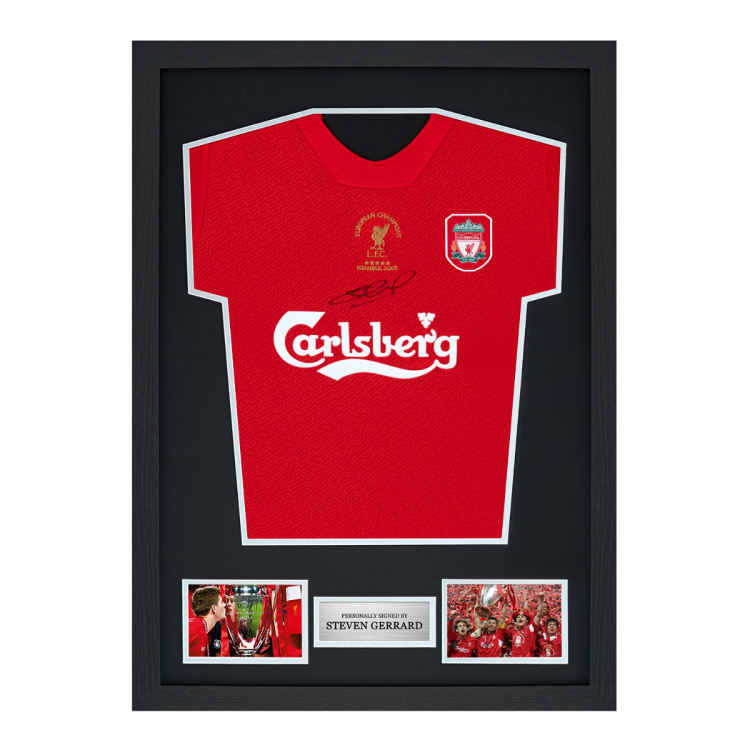 Framed Steven Gerrard Signed Liverpool Shirt: 2005 Istanbul Champions League Final