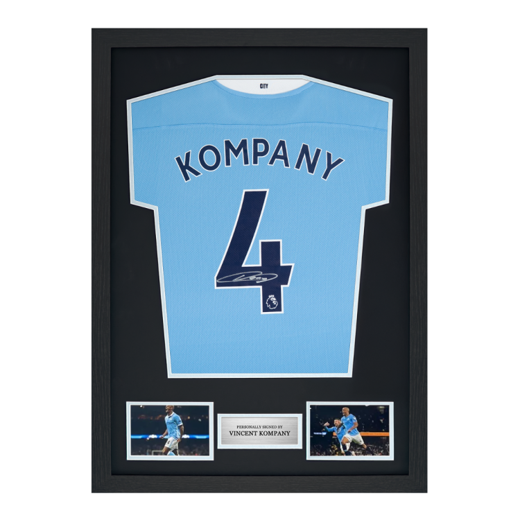Framed Vincent Kompany Signed Manchester City Shirt: 2020-21, Number 4