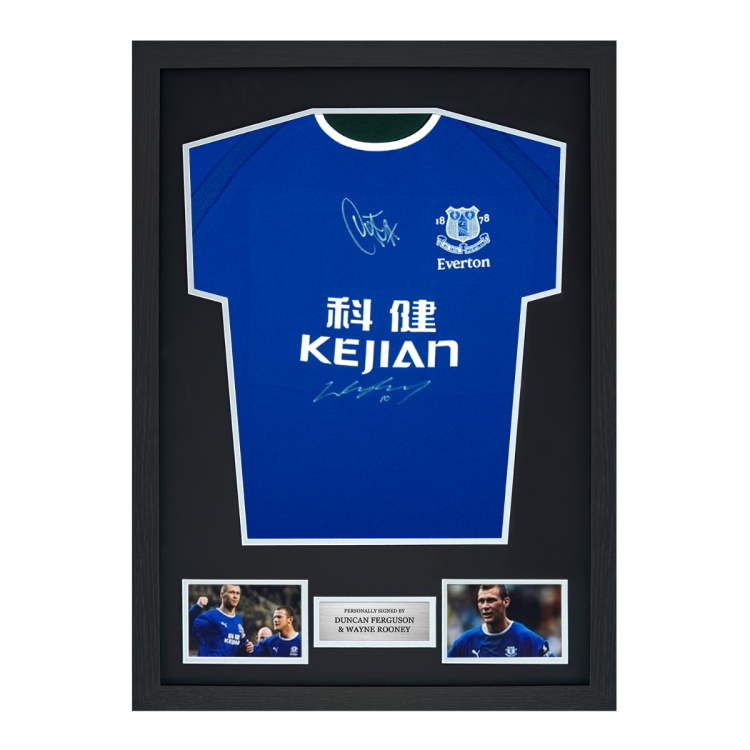 Framed Wayne Rooney & Duncan Ferguson Signed Everton Shirt: 2003 Anniversary