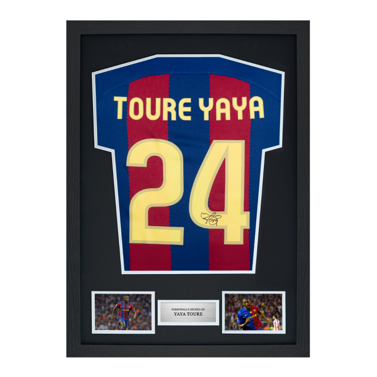 Framed Yaya Toure Signed Barcelona Shirt: 2023-24, Number 24