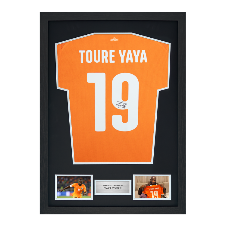 Framed Yaya Toure Signed Ivory Coast Shirt: 2022-23, Number 19