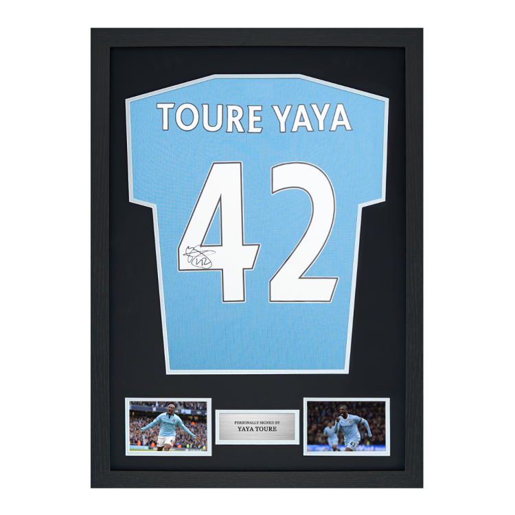 Framed Yaya Toure Signed Manchester City Shirt, 2024-25, Number 42