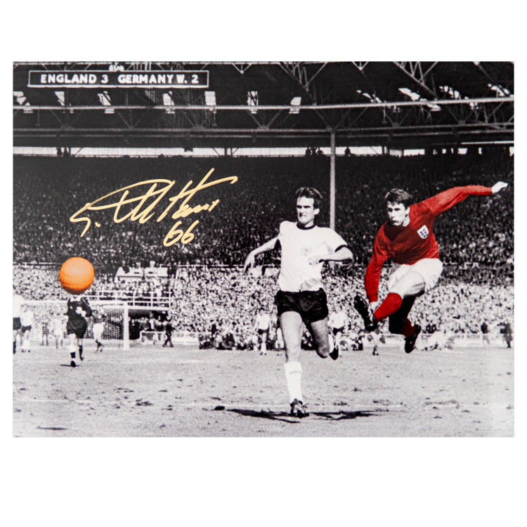 Geoff Hurst Signed England Photo: 1966 World Cup Fourth Goal, Gold Pen '66'