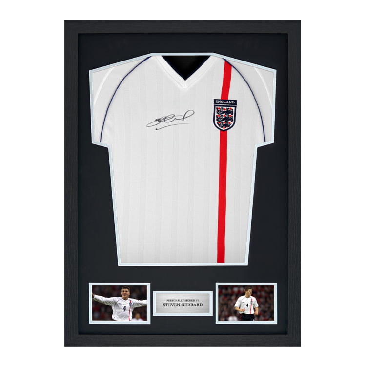 Framed Steven Gerrard Signed England Shirt: 2001-03