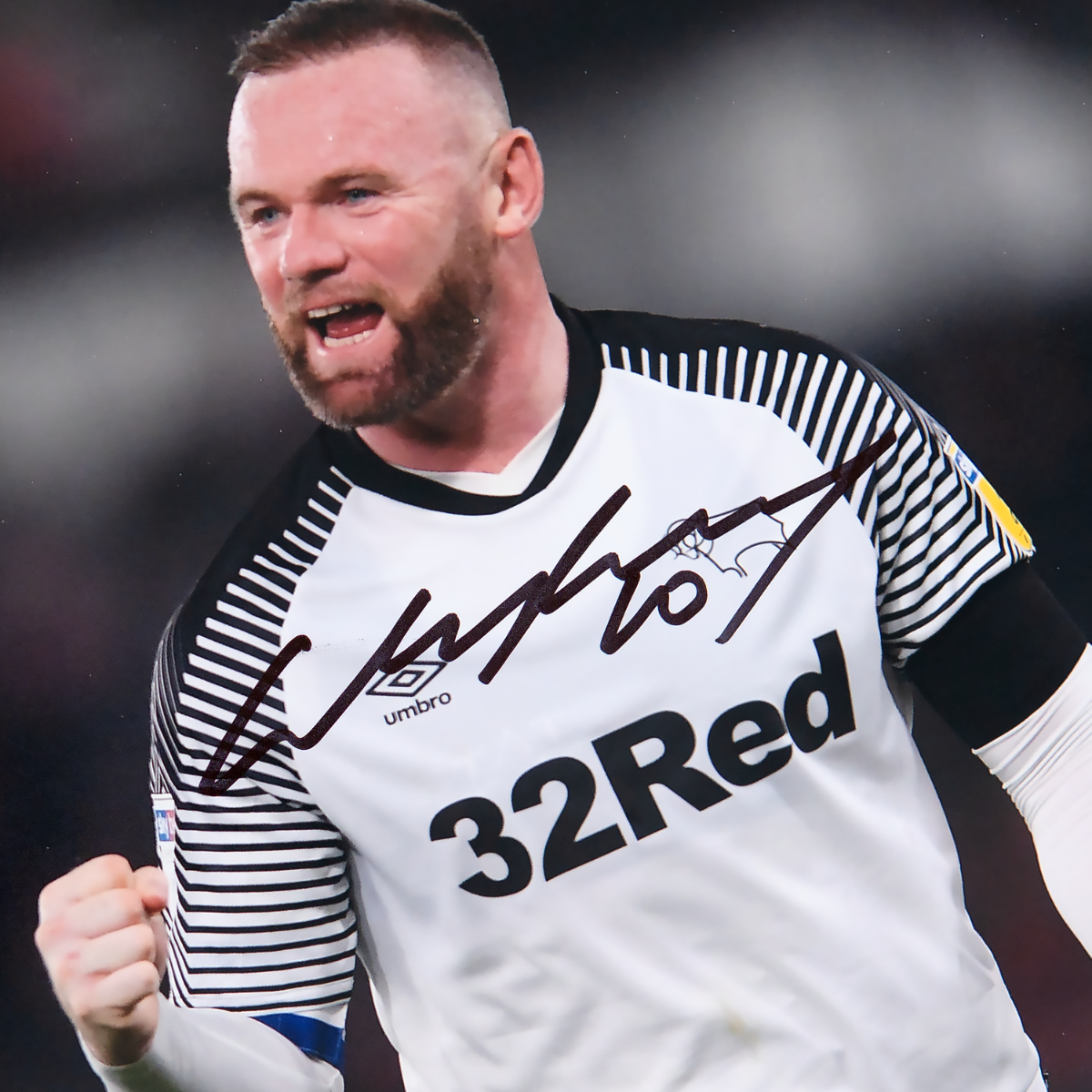 Wayne Rooney Signed Derby County Photo: Celebration