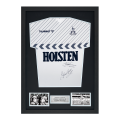 Framed Chris Waddle & Glenn Hoddle Signed Tottenham Hotspur Shirt: 1986 Framed Chris Waddle & Glenn Hoddle Signed Tottenham Hotspur Shirt: 1986