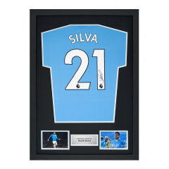 Framed David Silva Signed Manchester City Shirt: 2021-22, Number 21 Framed David Silva Signed Manchester City Shirt: 2021-22, Number 21