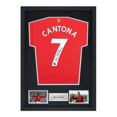 Framed Eric Cantona Signed Manchester United Shirt: 2021-22 Framed Eric Cantona Signed Manchester United Shirt: 2021-22