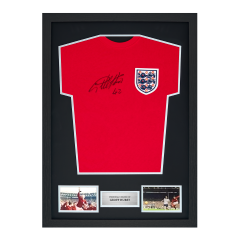 Framed Geoff Hurst Signed England Shirt: 1966, 4-2 Framed Geoff Hurst Signed England Shirt: 1966, 4-2