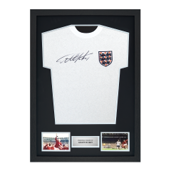 Framed Geoff Hurst Signed England Shirt: 1966, Home Framed Geoff Hurst Signed England Shirt: 1966, Home