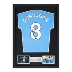 Framed Ilkay Gundogan Signed Manchester City Shirt: 2021-22, Number 8