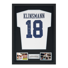Framed Jurgen Klinsmann Signed Tottenham Hotspur Shirt: 1994-95, Number 18 Framed Jurgen Klinsmann Signed Tottenham Hotspur Shirt: 1994-95, Number 18