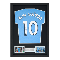 Framed Sergio Aguero Signed Manchester City Shirt: 2019-20, Number 10