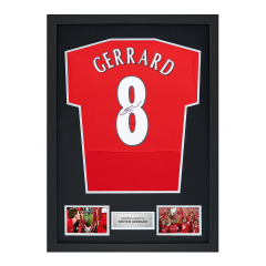 Framed Steven Gerrard Signed Liverpool Shirt: 2005 Istanbul Champions League Final, Number 8