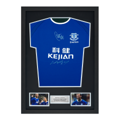 Framed Wayne Rooney & Duncan Ferguson Signed Everton Shirt: 2003 Anniversary Framed Wayne Rooney & Duncan Ferguson Signed Everton Shirt: 2003 Anniversary