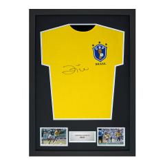 Framed Zico Signed Brazil Shirt: 1982 World Cup Framed Zico Signed Brazil Shirt: 1982 World Cup