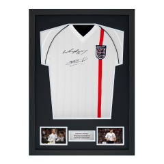 Framed Steven Gerrard & Wayne Rooney Signed England Shirt: 2001-03
