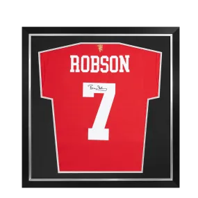 Framed Bryan Robson Signed Manchester United Shirt: 2021-22, Number 7 - Compact - Authentic Memorabilia