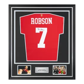 Framed Bryan Robson Signed Manchester United Shirt: 2021-22, Number 7 - Premium - Authentic Memorabilia
