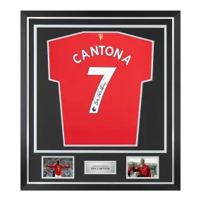 Framed Eric Cantona Signed Manchester United Shirt: 2021-22 - Premium - Authentic Memorabilia