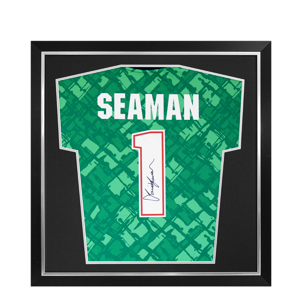Framed David Seaman Signed Arsenal Shirt: Number 1, Icon