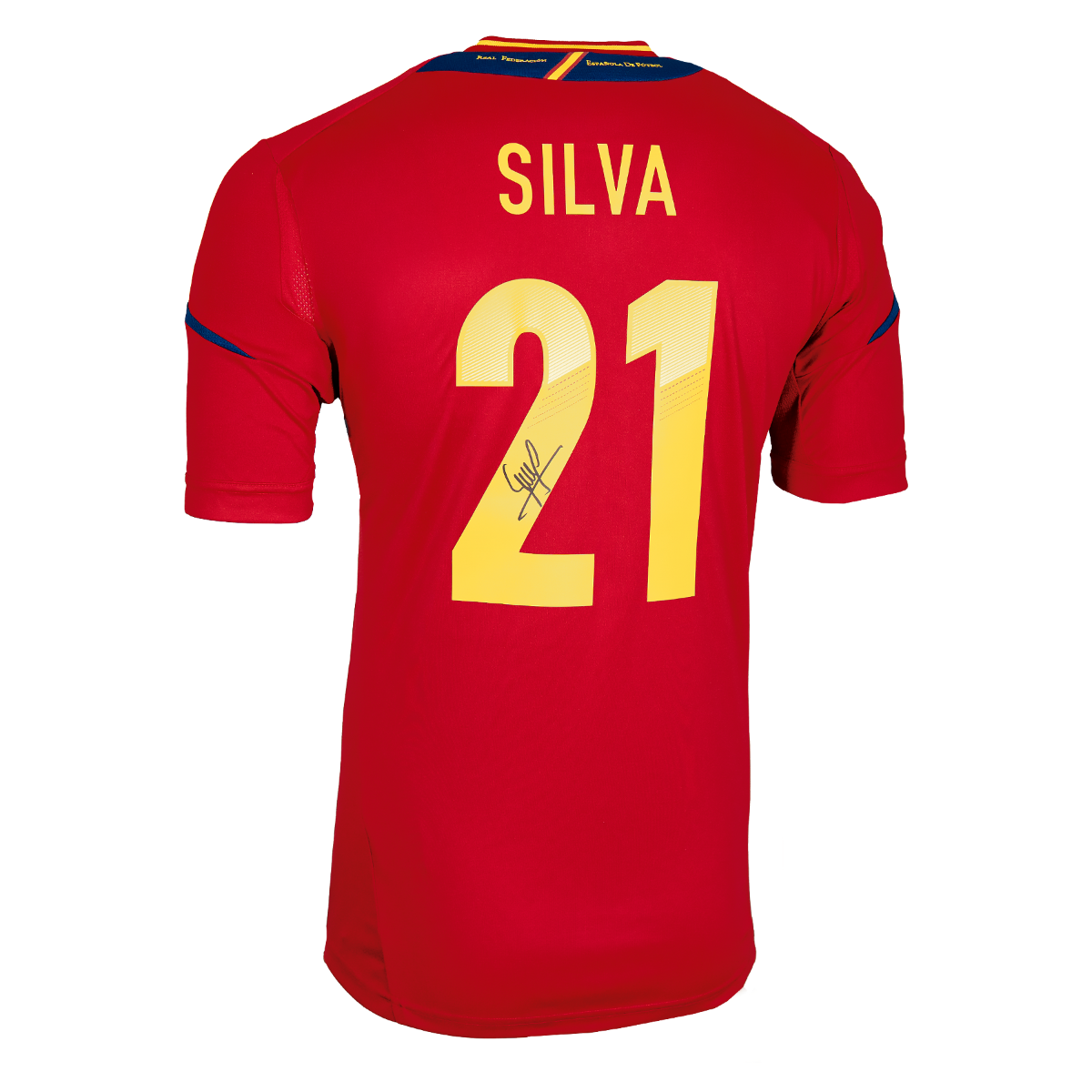 Framed David Silva Signed Spain Shirt: Euro 2012, Number 21 - Premium